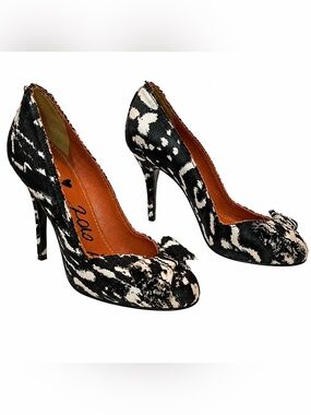 Lanvin Bow Leopard Print Woven Pumps 39 9 Raw Edge Indie Sleaze Mob Wife Pony
